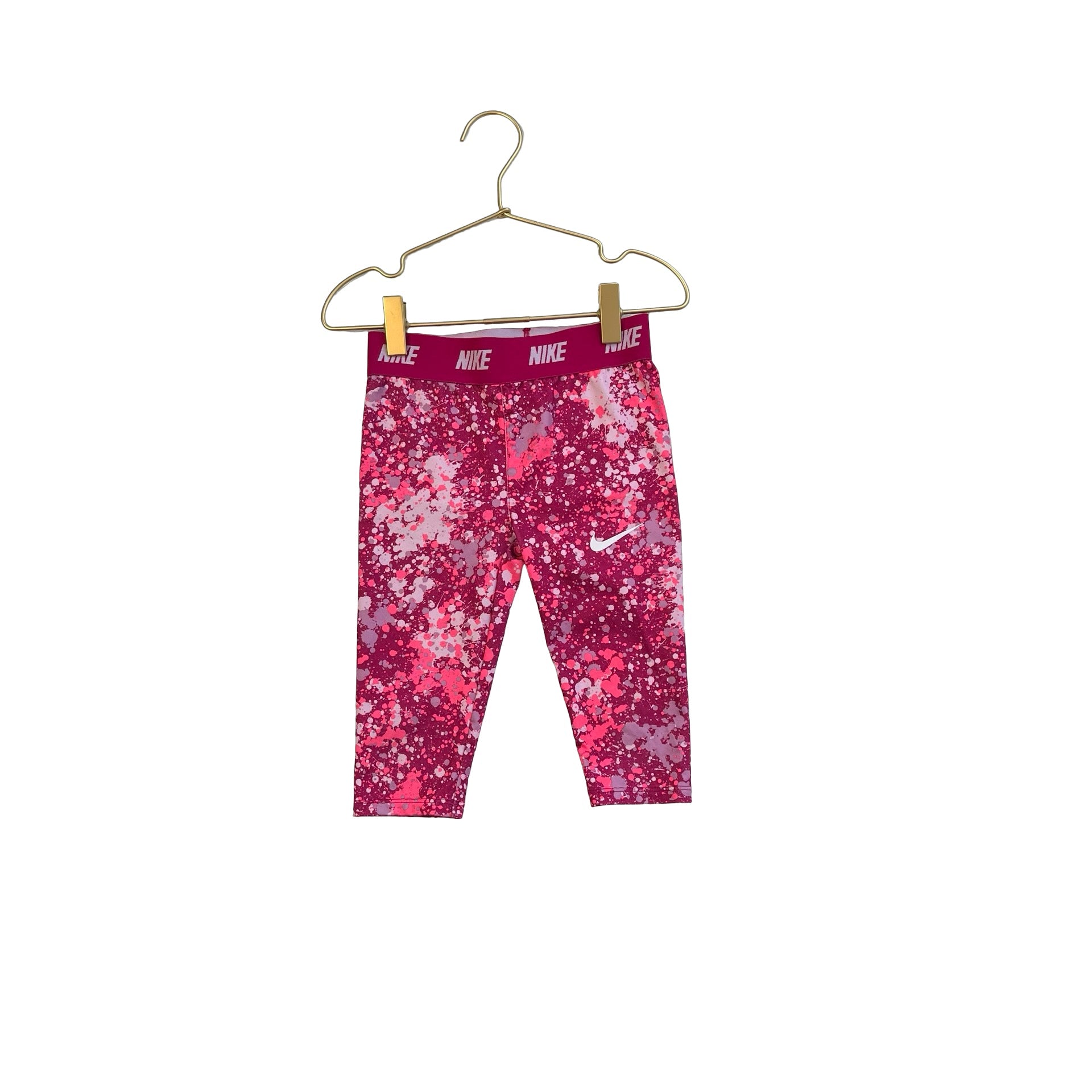 Nike Fushcia, Hot Pink & Pink Splash Paint Cropped Athletic Leggings - Size 4 - Bounce Mkt