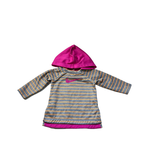 Nike Gray & Orange Striped Hooded Athletic Sweatshirt - Size 12 Mo - Bounce Mkt