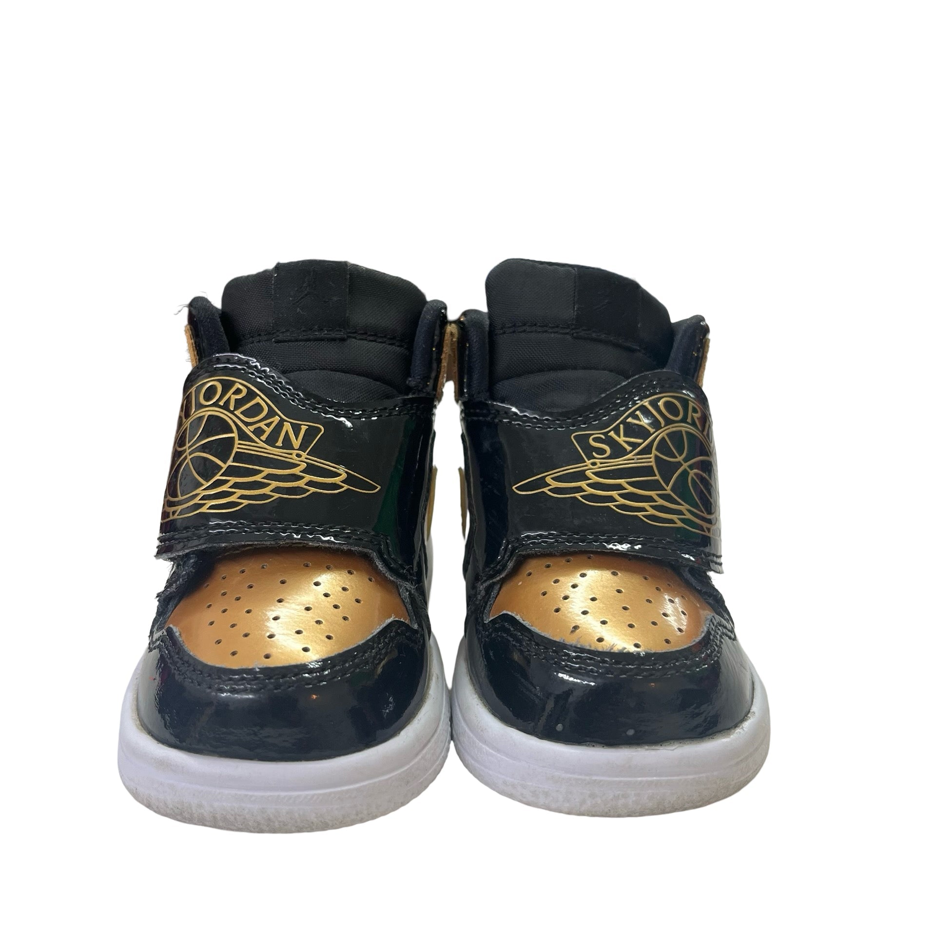 Nike Sky Jordan Gold, Black & Ivory High Top Sneakers - Size 5C - Bounce Mkt