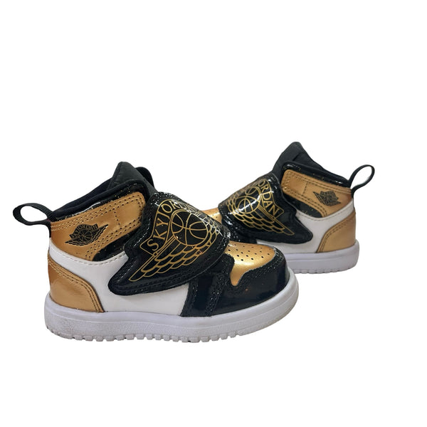 Nike Sky Jordan Gold, Black & Ivory High Top Sneakers - Size 5C - Bounce Mkt