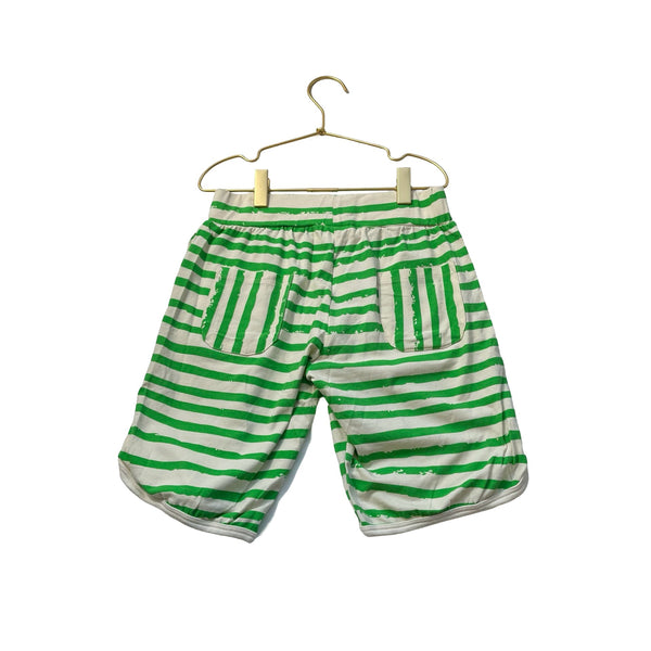 Noe & Zoe Berlin Green & Ivory Striped Shorts - Size 10Y - Bounce Mkt