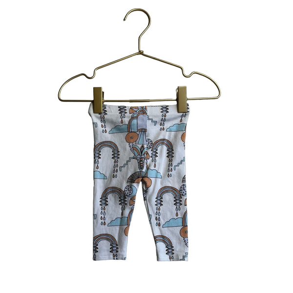 Nooworks White & Pastel Rainbow Print Leggings - Size 6 Mo - Bounce Mkt