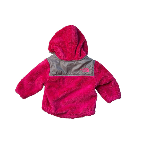 North Face Hot Pink & Gray Fleece Hooded Jacket - Size 0 - 3 Months - Bounce Mkt