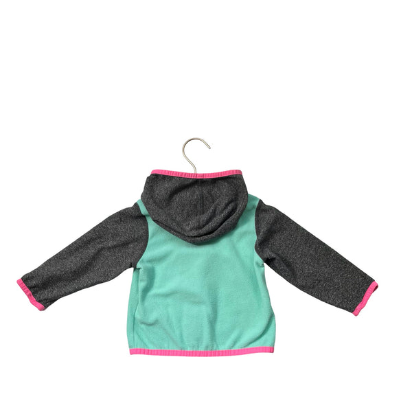 North Face Mint Green, Gray and Pink Trim Fleece Jacket - Size 6 - 12 Months - Bounce Mkt