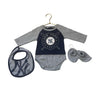NY Yankees Navy & Gray Onesie, Bib & Booties Set - Size 3 - 6 Mo - Bounce Mkt