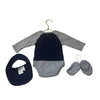 NY Yankees Navy & Gray Onesie, Bib & Booties Set - Size 3 - 6 Mo - Bounce Mkt
