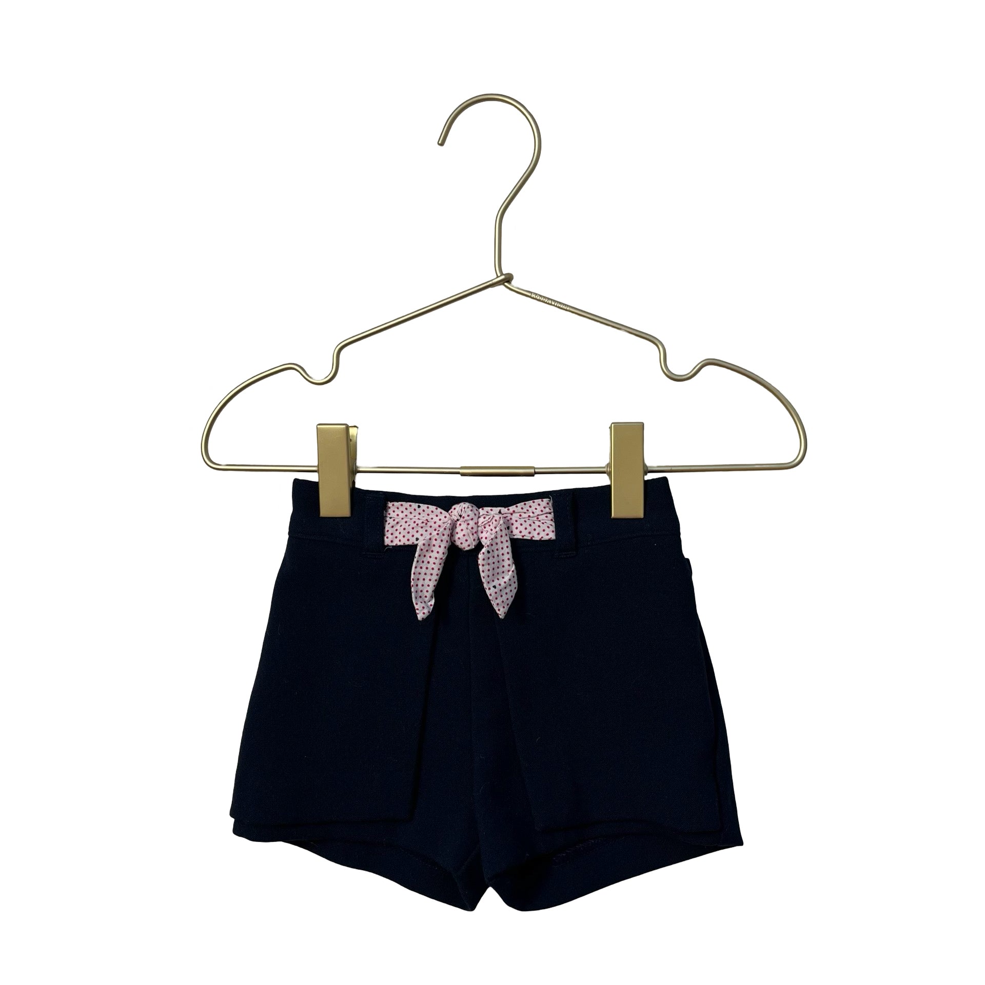 Obaibi Navy & Ivory Polka Dot Bow Shorts - Size 6 Months - Bounce Mkt