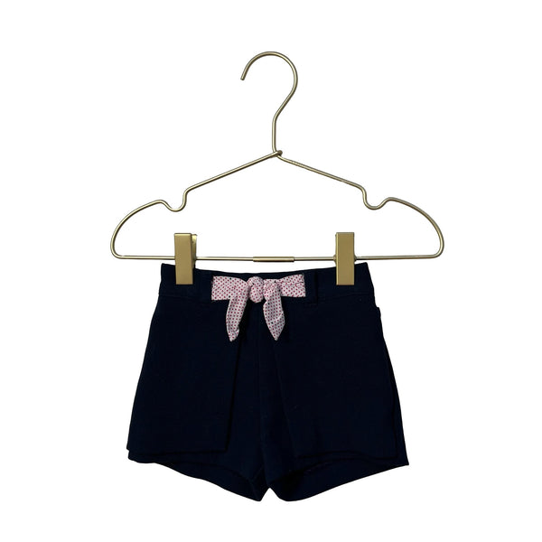 Obaibi Navy & Ivory Polka Dot Bow Shorts - Size 6 Months - Bounce Mkt