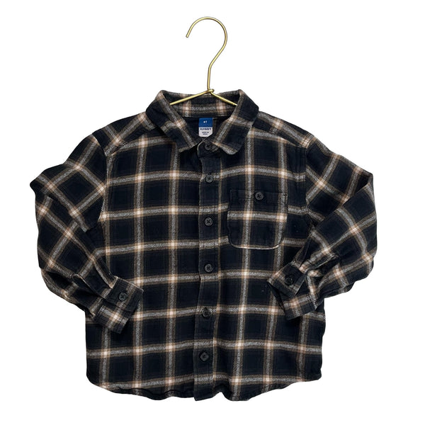 Old Navy Black, Gray, Tan Plaid Flannel - Size 4T - Bounce Mkt