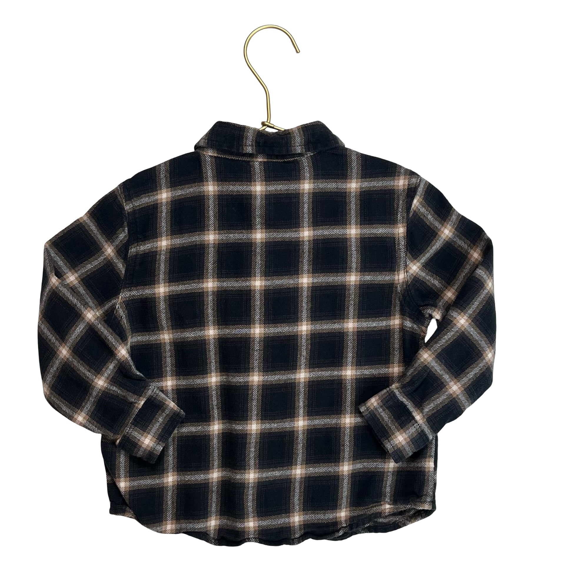 Old Navy Black, Gray, Tan Plaid Flannel - Size 4T - Bounce Mkt