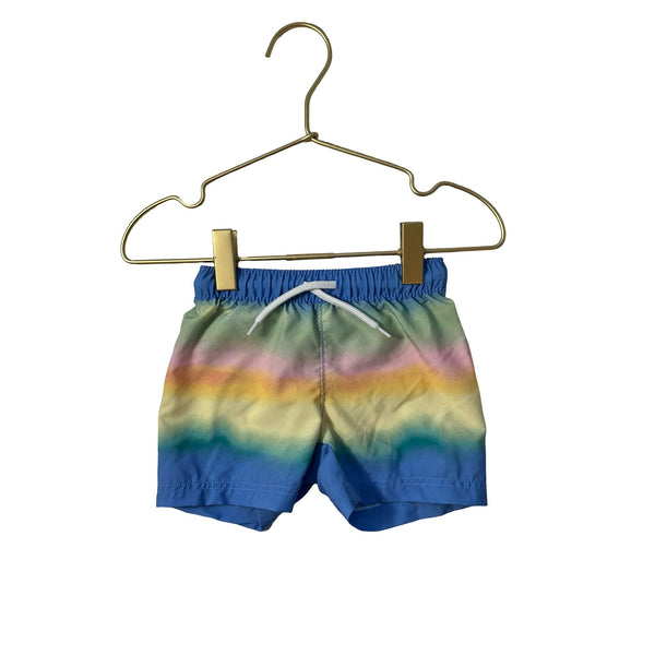 Old Navy Blue & Yellow Ombre Stripe Swim Shorts - Size 6 - 12 Months - Bounce Mkt