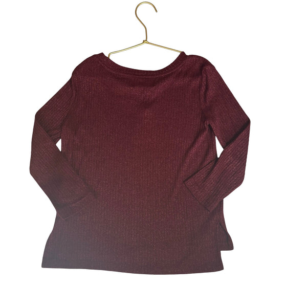 Old Navy Burgundy & Peach Heathered Ribbed Long Sleeve Shirt - Size S (6/7) - Bounce Mkt