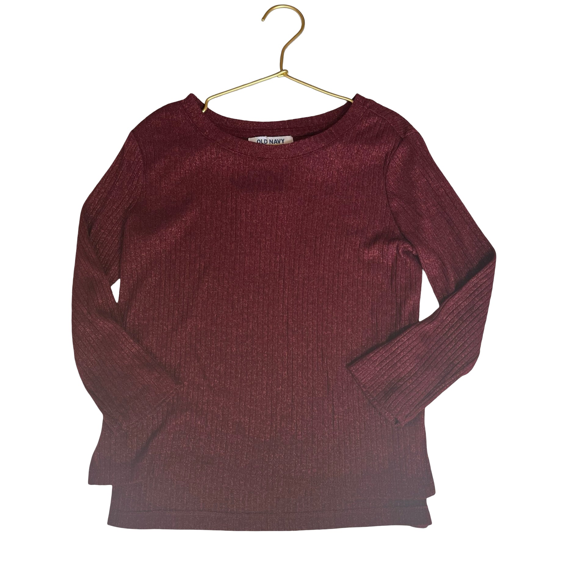 Old Navy Burgundy & Peach Heathered Ribbed Long Sleeve Shirt - Size S (6/7) - Bounce Mkt