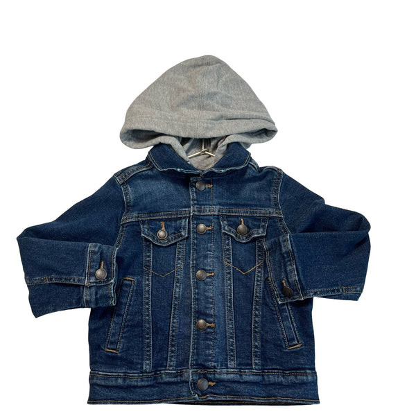 Old Navy Denim Jean Jacket, Gray Sweatshirt Hood - Size 3T - Bounce Mkt