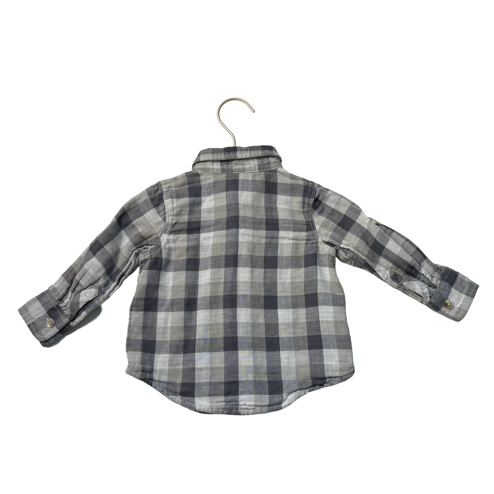 Old Navy Gray Plaid Button Down - Size 12 - 18 Mo - Bounce Mkt