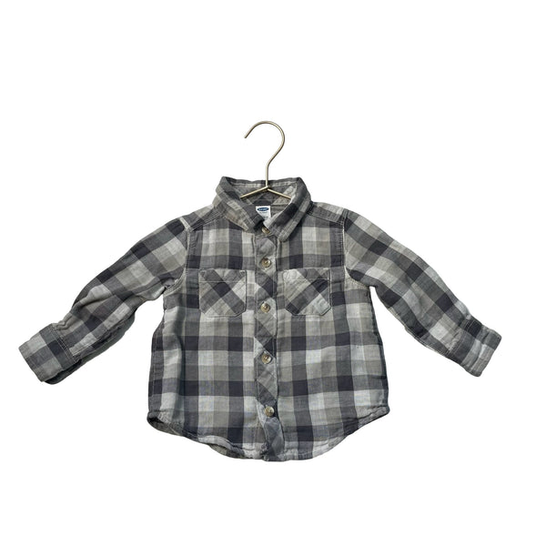 Old Navy Gray Plaid Button Down - Size 12 - 18 Mo - Bounce Mkt