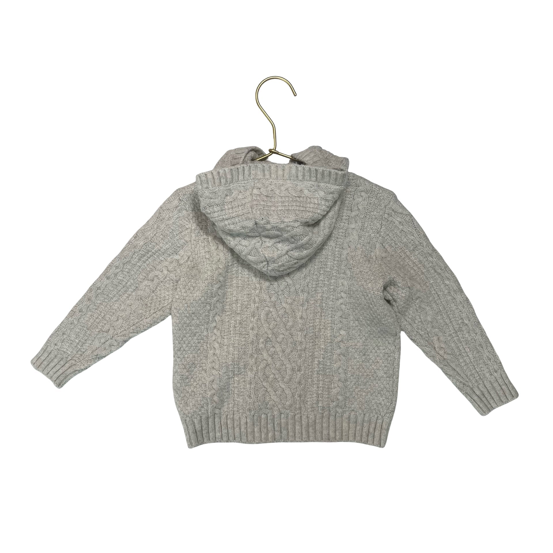 Old Navy Light Gray Cable - Knit Hooded Sweater - Size 2T - Bounce Mkt