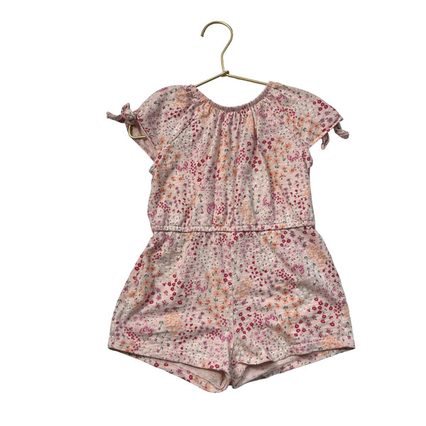 Old Navy Light Pink, Peach & Red Floral Short Sleeve Romper - Size 3 - Bounce Mkt