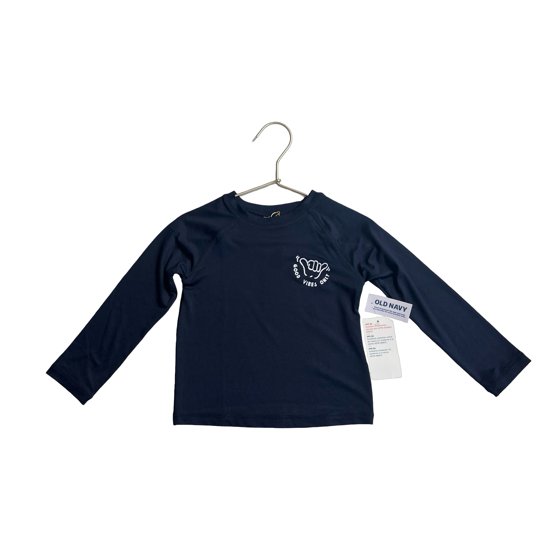 Old Navy Navy 'Good Vibes Only' Rash Guard with Tags - Size 2T - Bounce Mkt