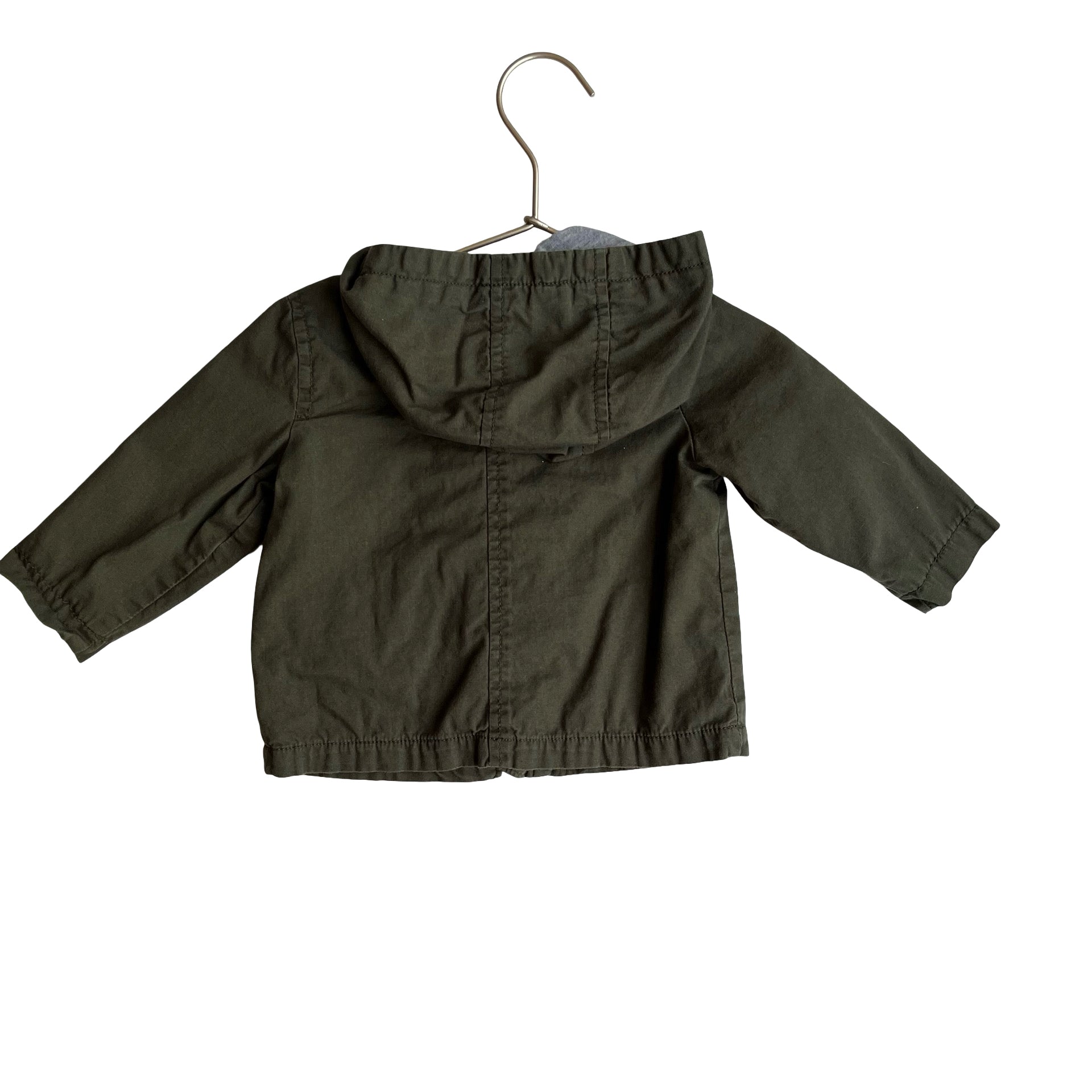 Old Navy Olive Jersey Lined Hooded Field Jacket - Size 6 - 12 Mo - Bounce Mkt