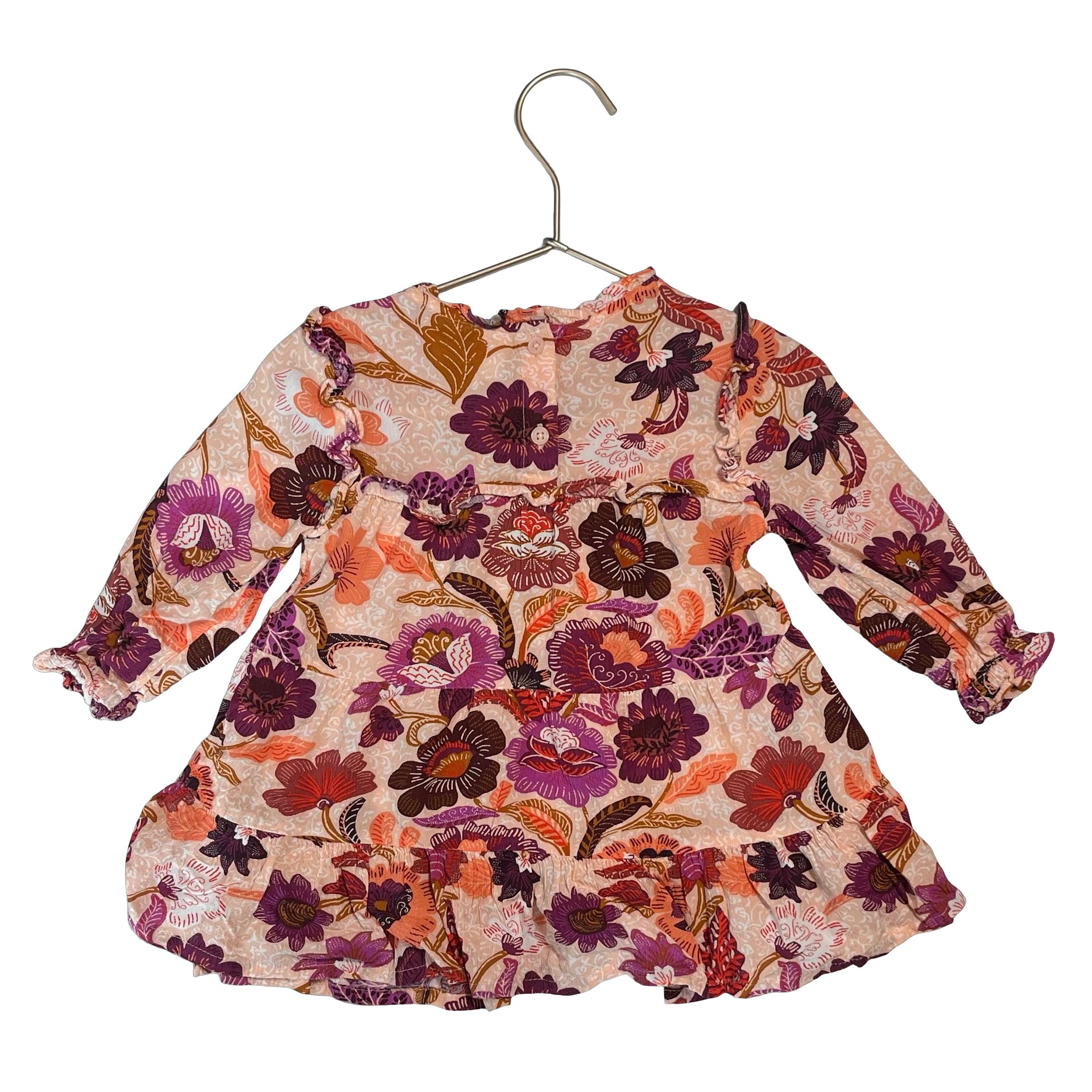 Old Navy Peach, Purple, Rust, Orange Floral Dress - Size 12 - 18 Mo - Bounce Mkt