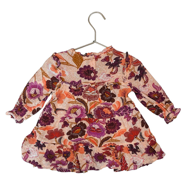 Old Navy Peach, Purple, Rust, Orange Floral Dress - Size 12 - 18 Mo - Bounce Mkt