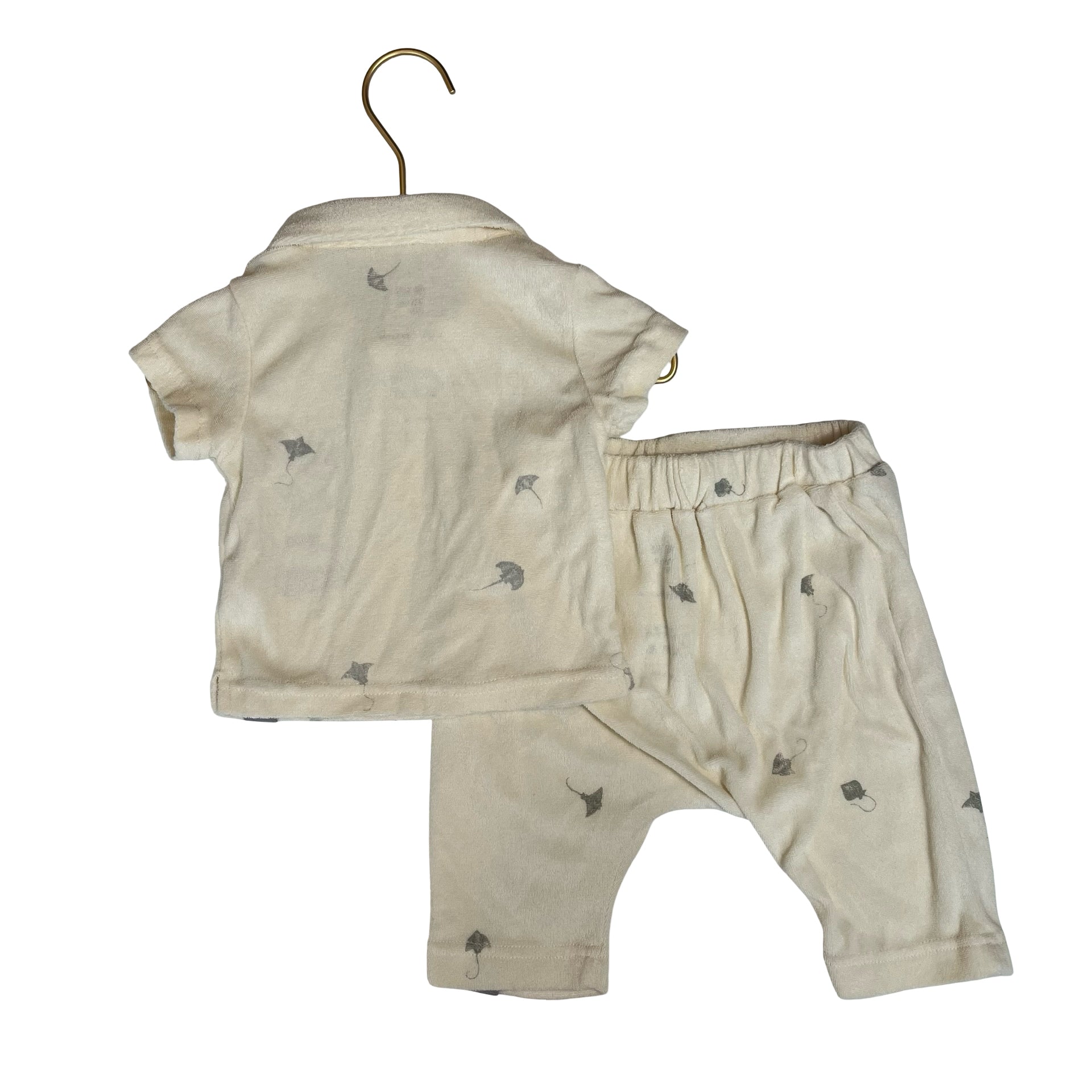 Omami Mini Ivory & Gray Stingray Terry Top & Pant Set - Size 6 - 12 Months - Bounce Mkt
