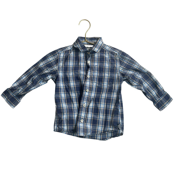 OshKosh Blue Plaid Button Down Shirt - Size 3T - Bounce Mkt