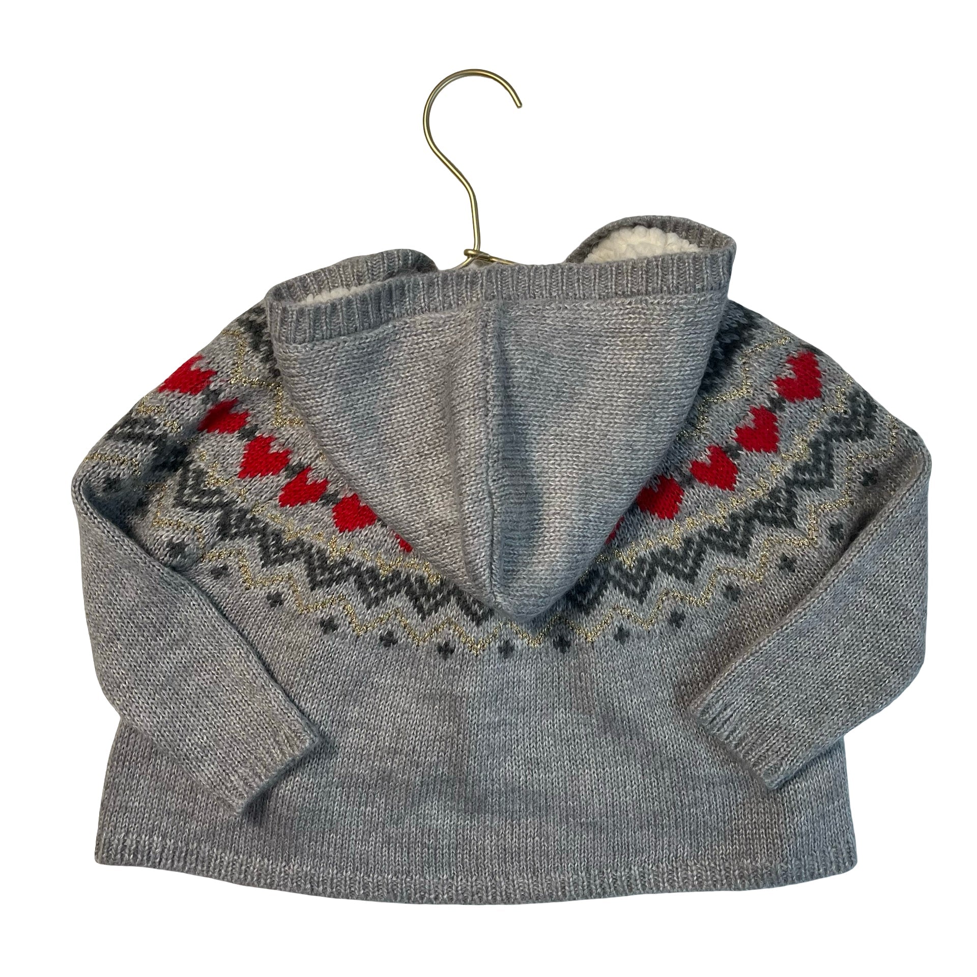 OshKosh Gray Heart Hooded Toggle Cardigan - Size 18 Mo - Bounce Mkt