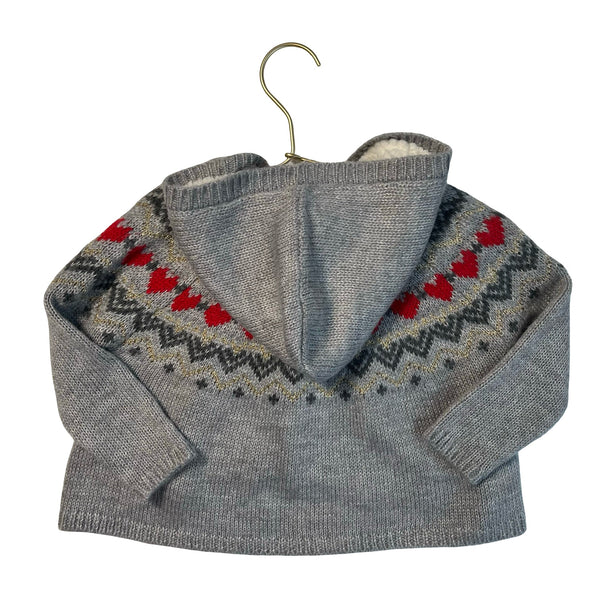 OshKosh Gray Heart Hooded Toggle Cardigan - Size 18 Mo - Bounce Mkt