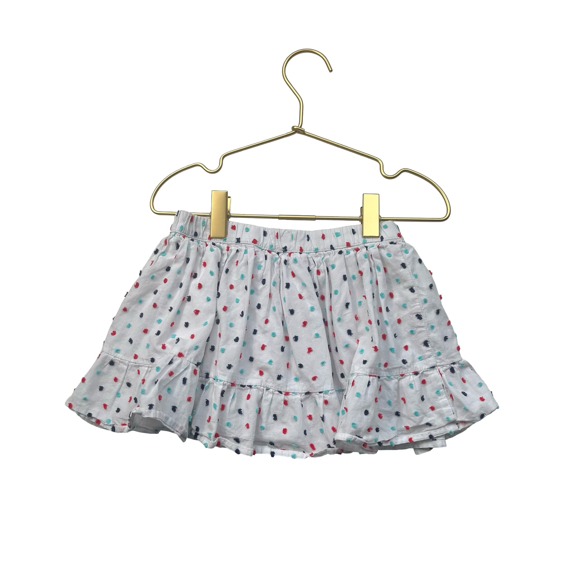 OshKosh Ivory, Teal, Red & Navy Swiss Dot Skirt - Size 4 - Bounce Mkt