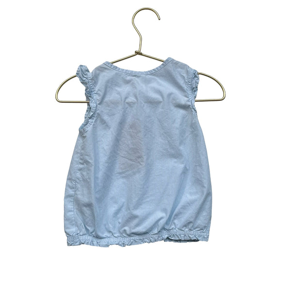 OshKosh Light Blue & Ivory Pinstripe Sleeveless Blouse - Size 24 Months - Bounce Mkt
