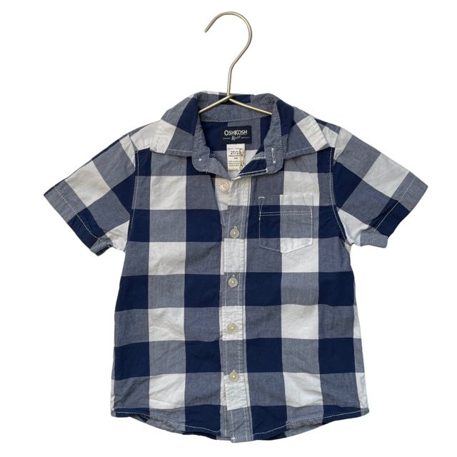 OshKosh Navy Gingham Button Down - Size 2T - Bounce Mkt