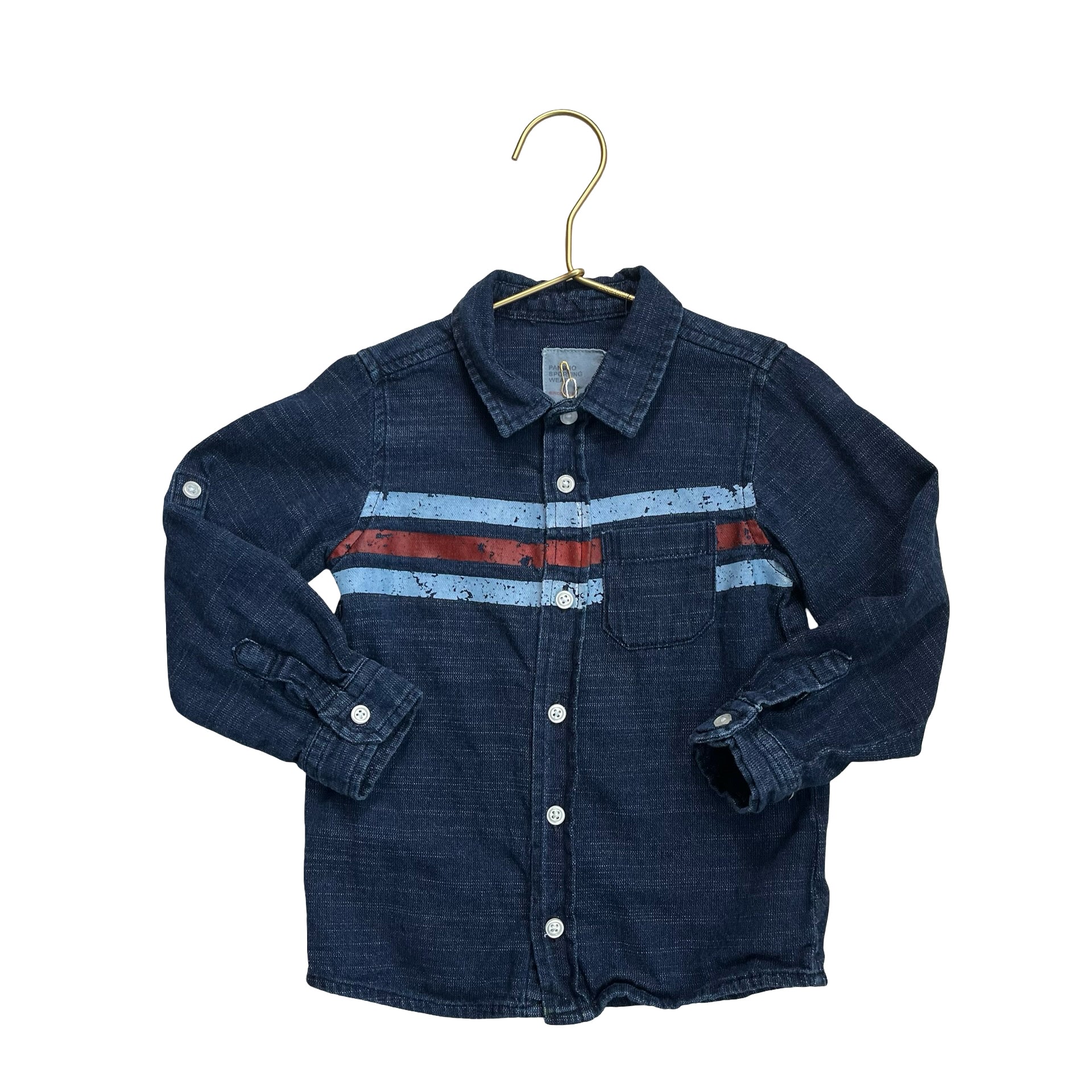 Pancho Sporting Wear Navy, Blue & Red Stripe Button Down Shirt - Size 2/3 - Bounce Mkt