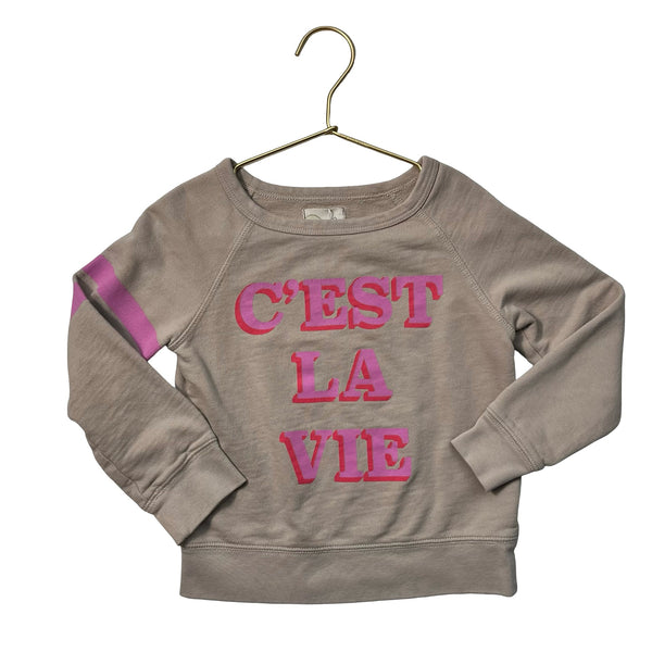 Peek Tan & Pink 'C'est La Vie' Sweatshirt - Size S 4 - 5 - Bounce Mkt