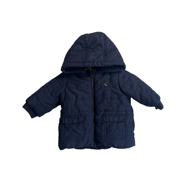 Petit Bateau Navy Quilted Hooded Jacket - Size 3 - 6 Months - Bounce Mkt