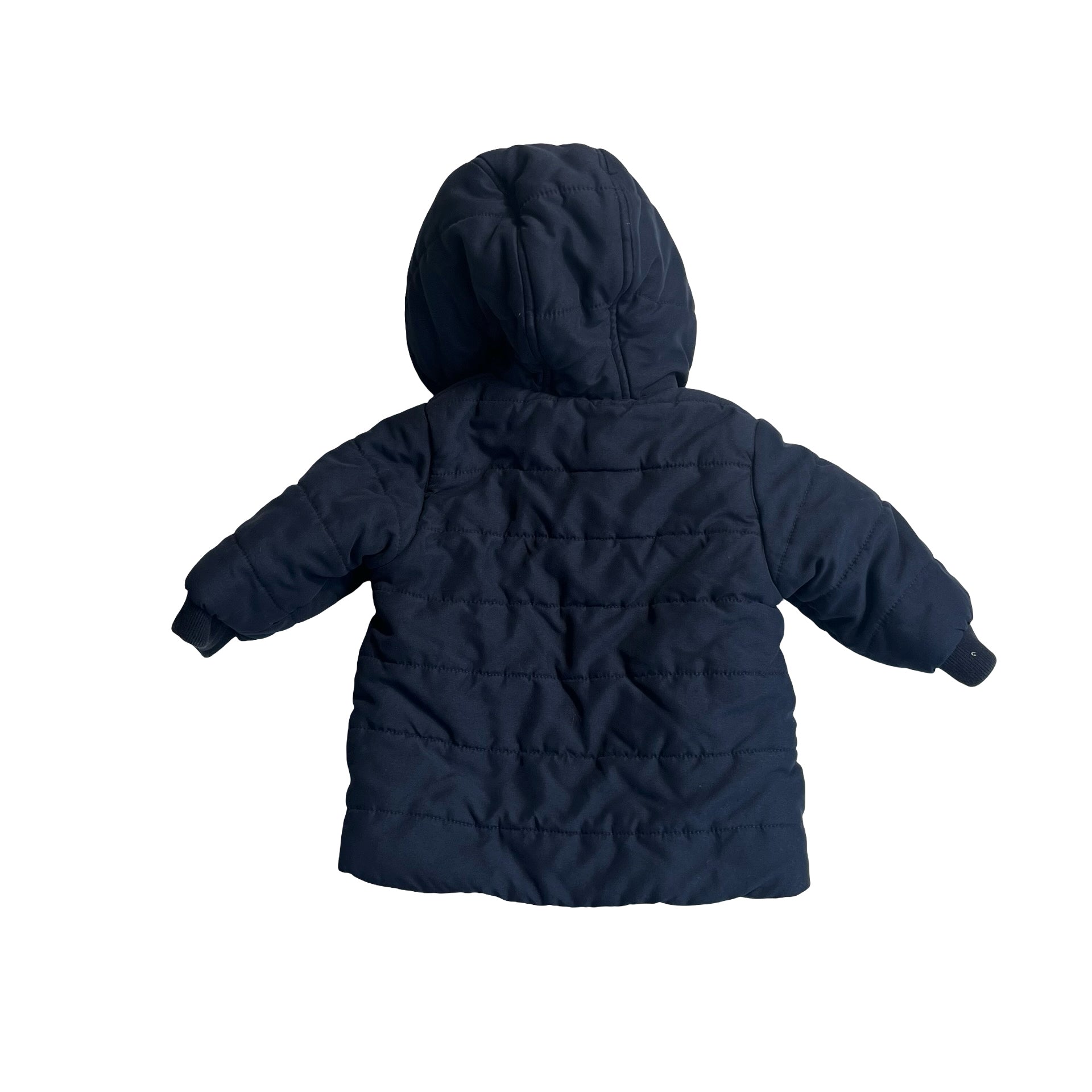 Petit Bateau Navy Quilted Hooded Jacket - Size 3 - 6 Months - Bounce Mkt