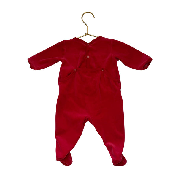 Petit Bateau Red & Ivory Sailboat & Anchor Velour One Piece - Size 0 - 3 Months - Bounce Mkt