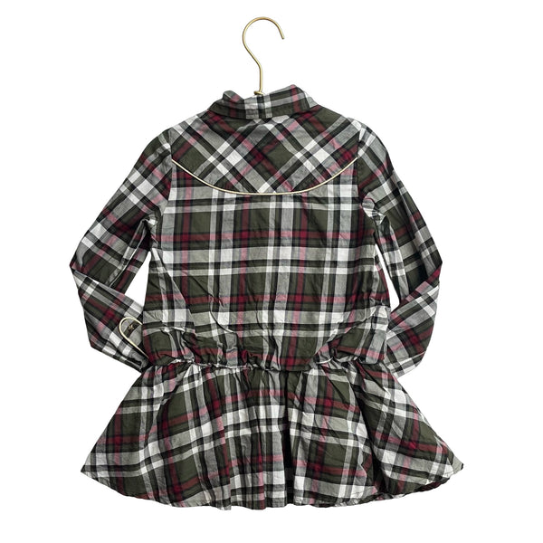 Pili Carrera Olive, Ivory, Red Plaid Shirt Dress - Size 4 - Bounce Mkt