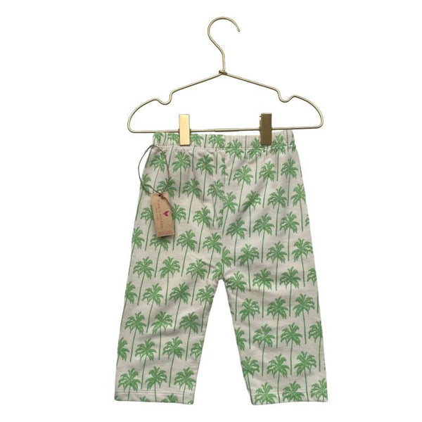 Pink Chicken Ivory & Green Palm Tree Print Pants with Tags - Size 12 - 18 Mo - Bounce Mkt