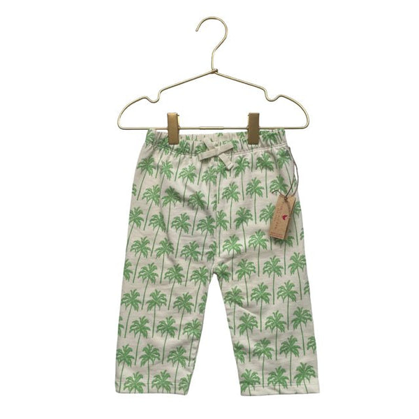 Pink Chicken Ivory & Green Palm Tree Print Pants with Tags - Size 12 - 18 Mo - Bounce Mkt