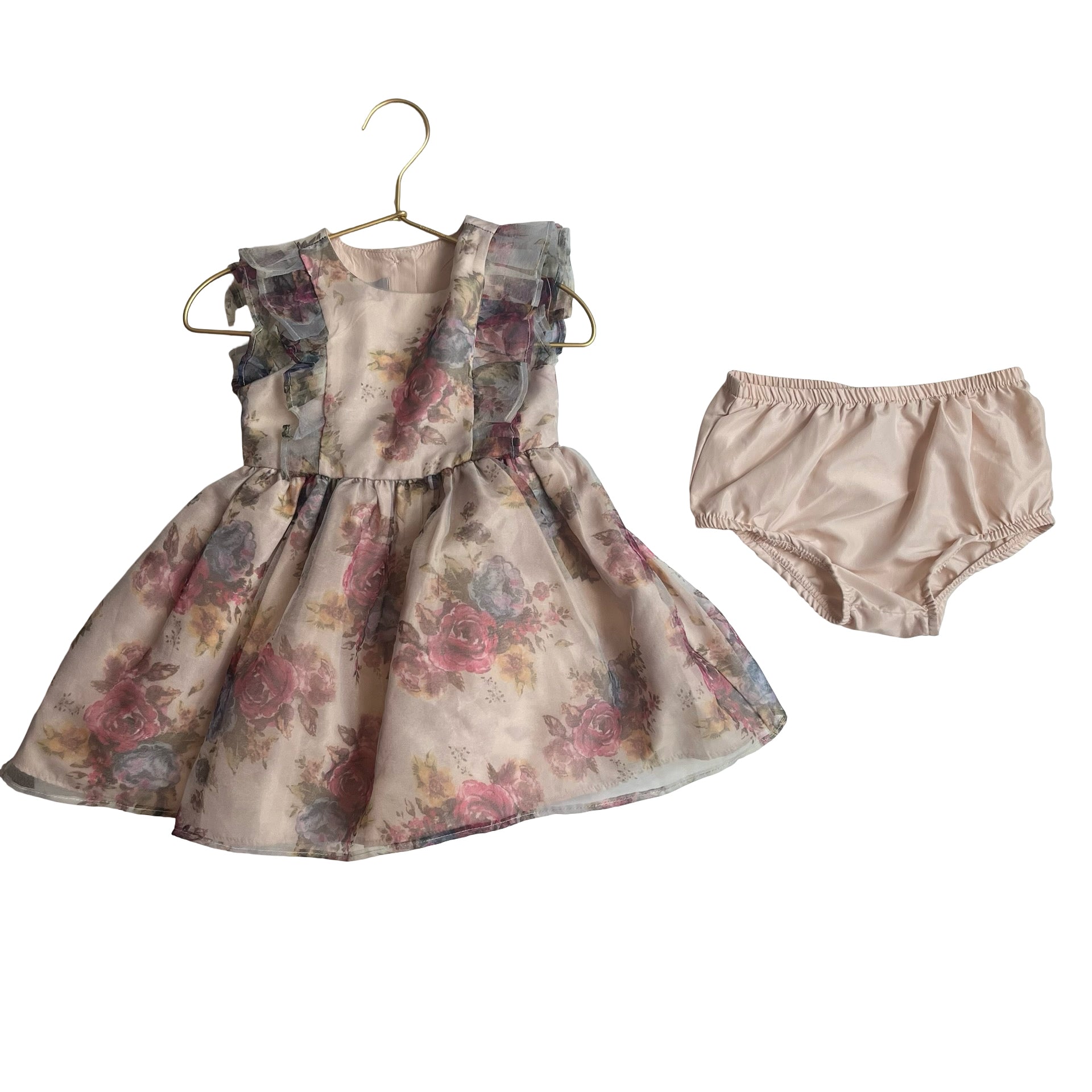 Pippa & Julie Pastourelle Ivory Floral Dress & Bloomers - Size 24 Mo - Bounce Mkt