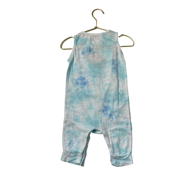 Pitusa Light Blue Tie - Dye One - Piece, Neon Green Ribbon Accent - Size 6 - 12 Mo - Bounce Mkt