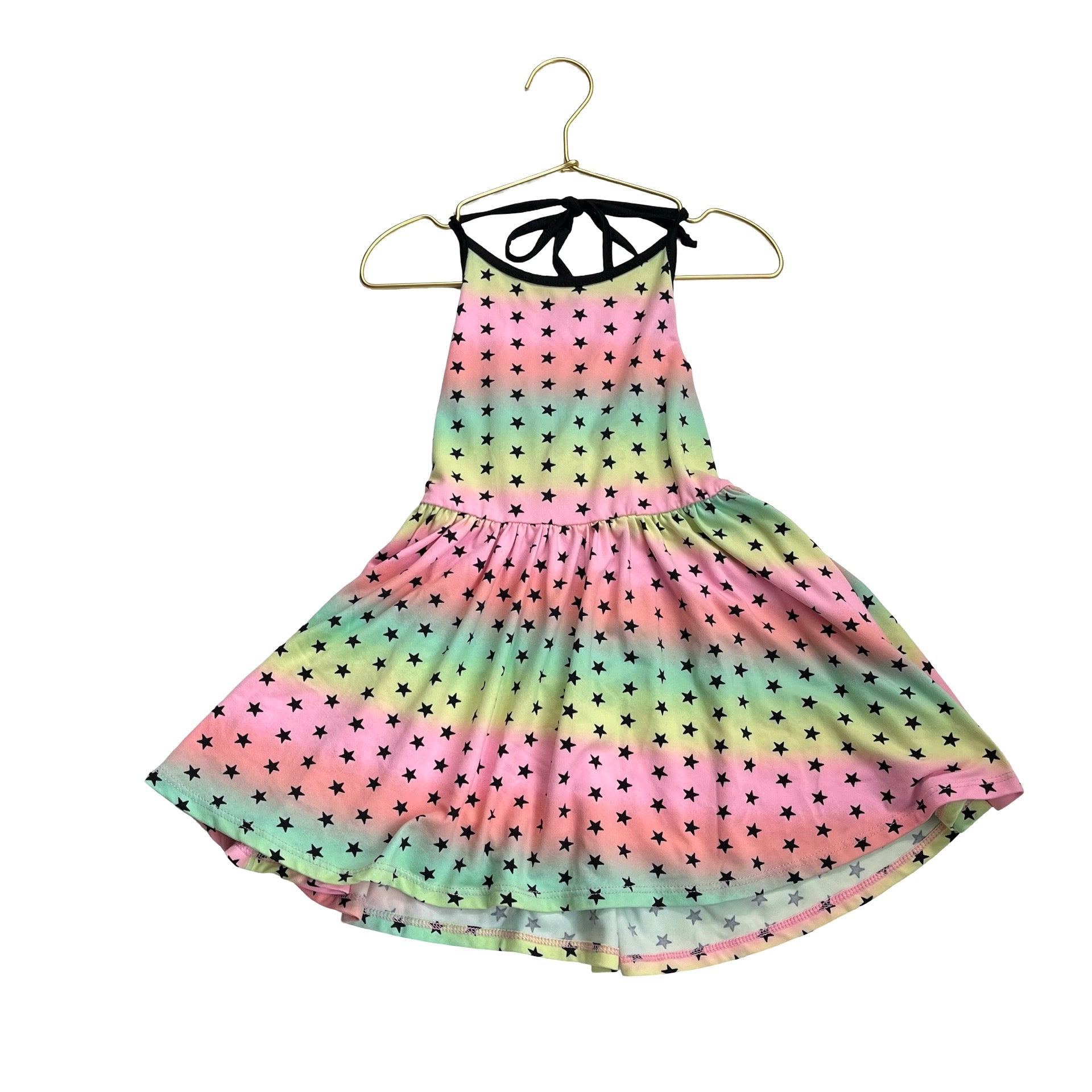 Pixie Lane Pink, Green, Yellow Ombre Star Halter Dress - Size 4 - Bounce Mkt