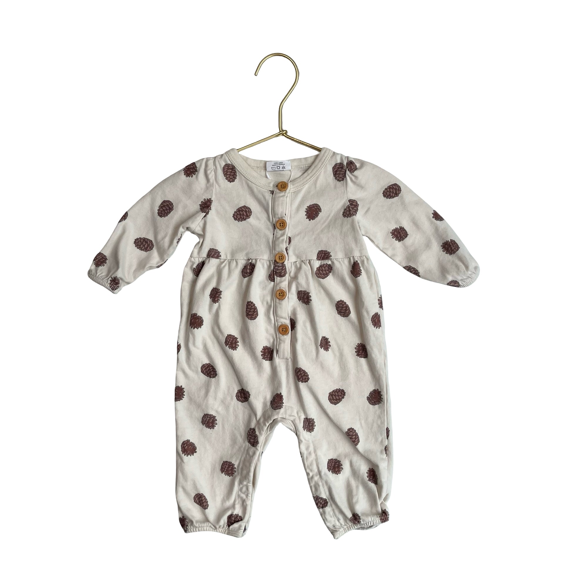 PNW Baby Ivory & Brown Pinecone One - Piece - Size 3 - 6 Mo - Bounce Mkt