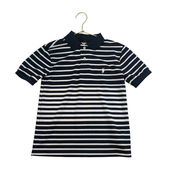 Polo Ralph Lauren Black & Ivory Stripe Lightweight Polo Shirt - Size S (8) - Bounce Mkt