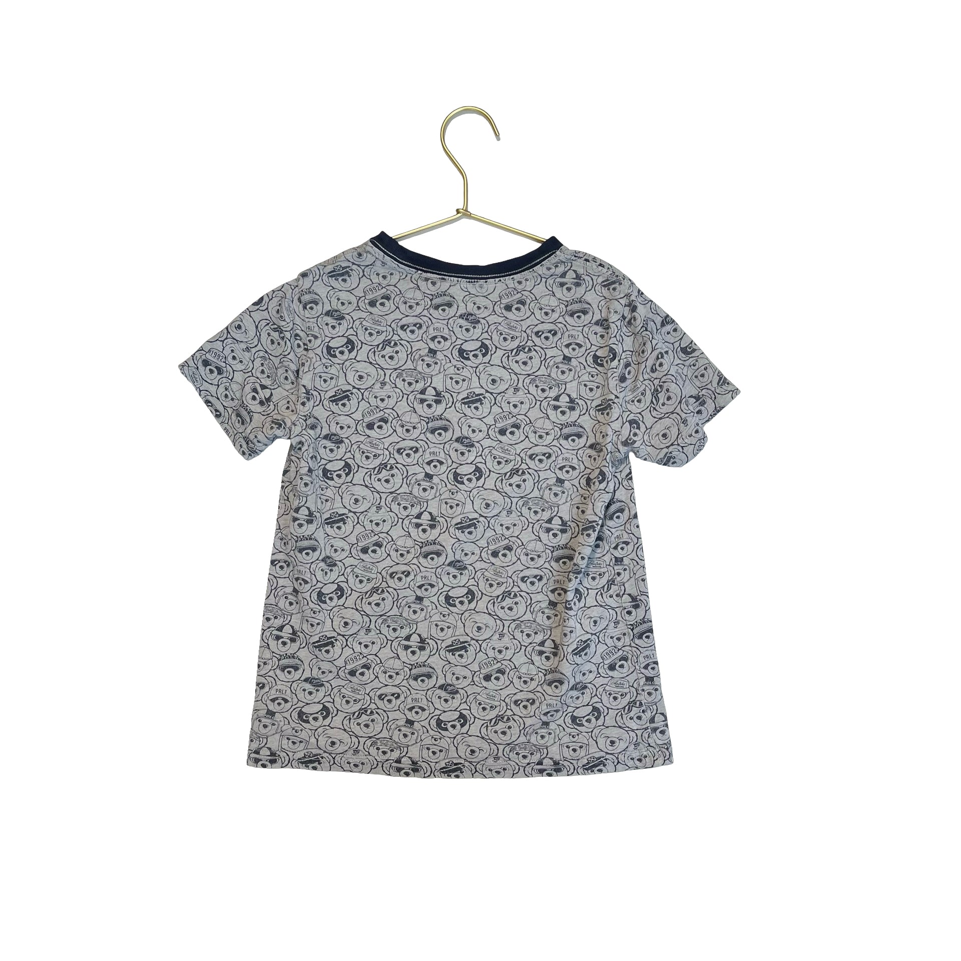 Polo Ralph Lauren Gray & Navy Polo Bear Pattern Tee - Size 7 - Bounce Mkt
