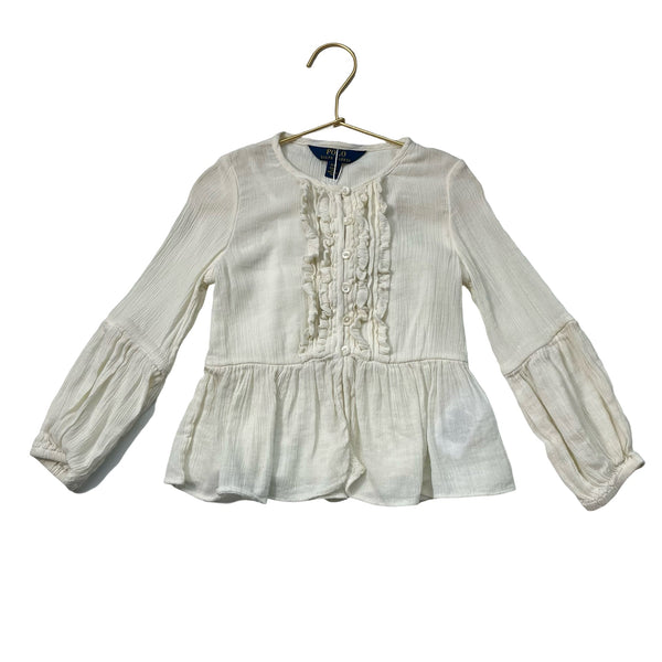 Polo Ralph Lauren Ivory Ruffle Blouse - Size 4 - Bounce Mkt