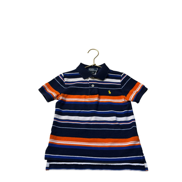 Polo Ralph Lauren Navy, Orange & Ivory Stripe Polo Shirt - Size 4 - Bounce Mkt
