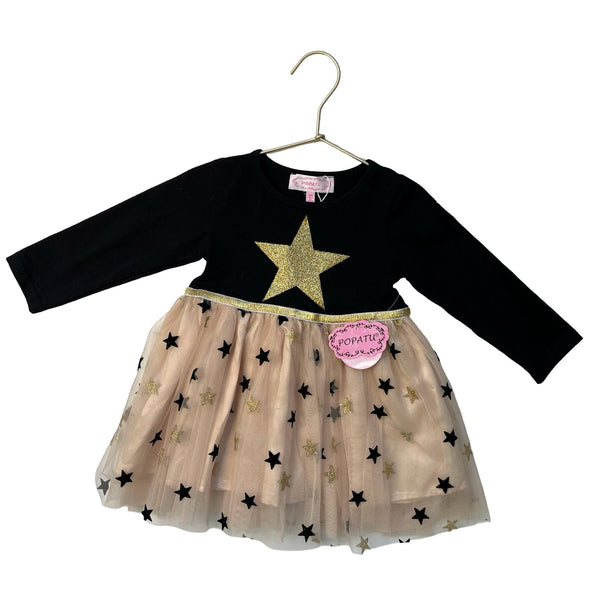 Popatu Black & Gold Star Tulle Dress with Tags - Size 12 - 18 Months - Bounce Mkt